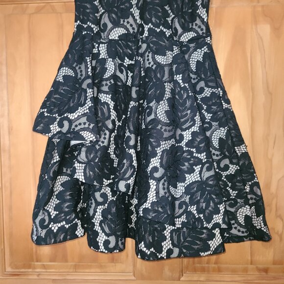 Windsor Black Lace High Neck Layered Mini Dress - Picture 3 of 6